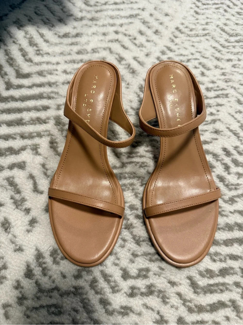 NWOT Marc Fisher Alonde Leather Heeled Slide Sandal 7